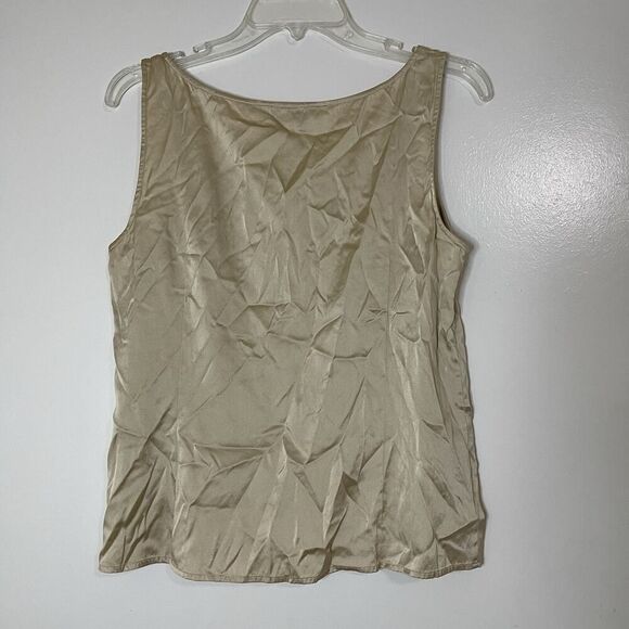 ST. JOHN golden beige silk shell round neck tank top size medium - Picture 4 of 4